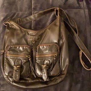 Brown leather satchel